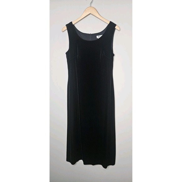 Coldwater Creek Dress 10P Black Velvet Elegant Whimsigoth Dark Romantic Witchy - Picture 2 of 13